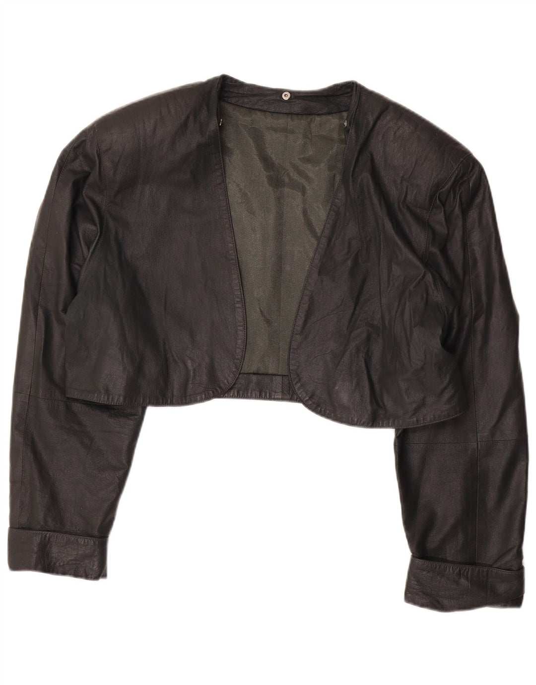 VINTAGE Damen Leder Bolero Jacke UK 14 Mittelgrün