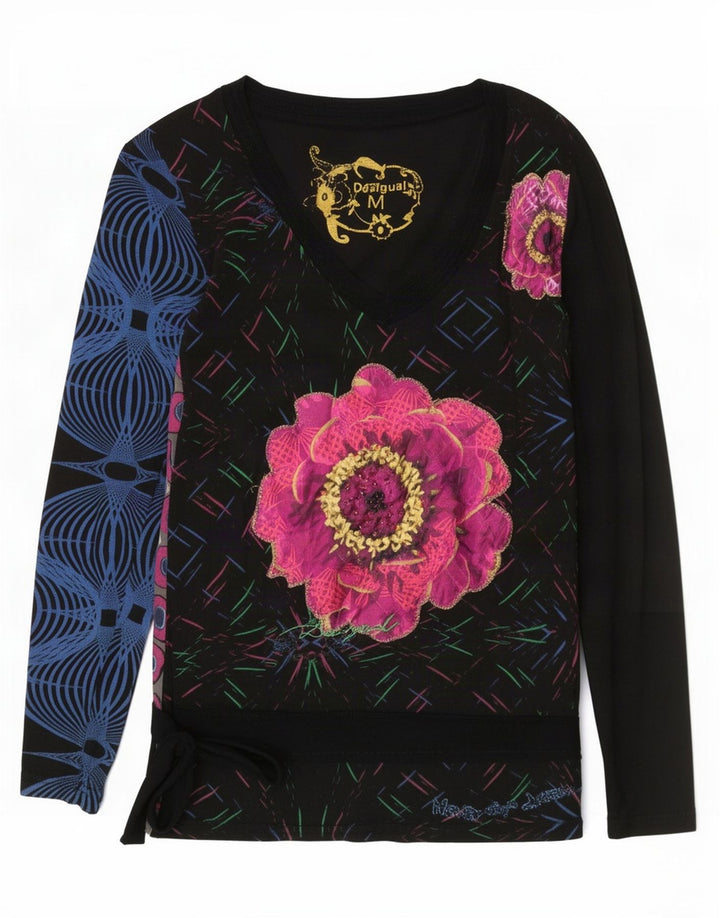 Desigual Womens Abstract Pattern Bluse Top UK 12 Medium Mehrfarbig