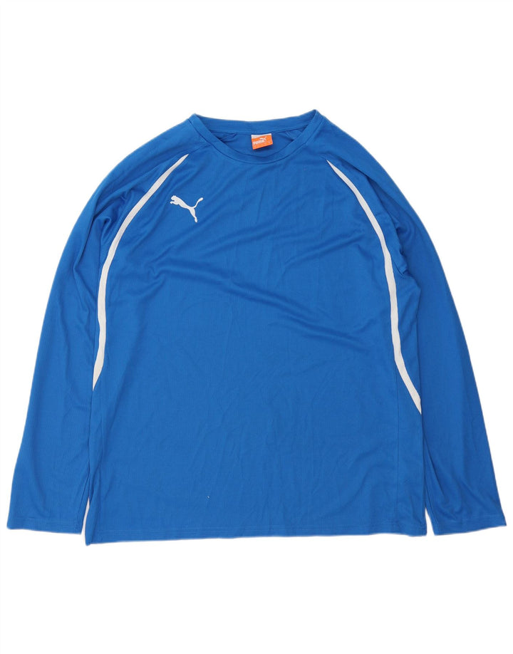 Puma Herren-Top, langärmelig, groß, blau gestreift, Polyester