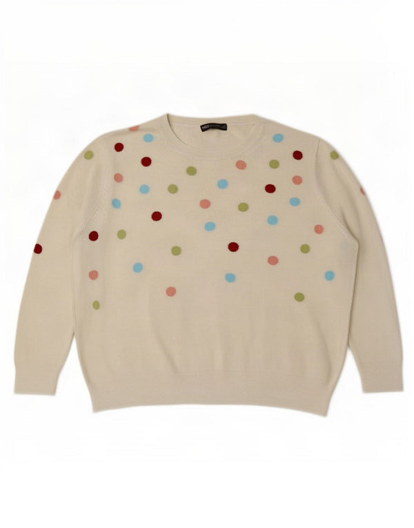 Marks & Spencer Damen-Pullover mit Rundhalsausschnitt, UK 22 3XL, weiß gepunktet