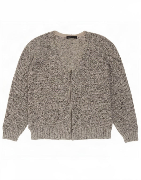 Marks & Spencer Damen-Cardigan-Pullover UK 14 Große grau gefleckte Baumwolle
