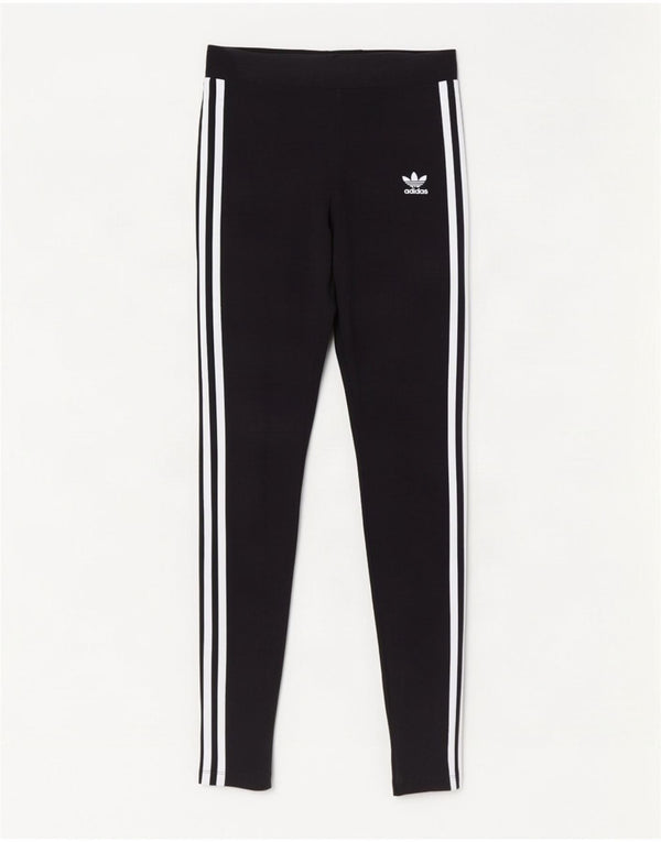 Adidas Damen Leggings UK 8 Small Schwarz Baumwolle