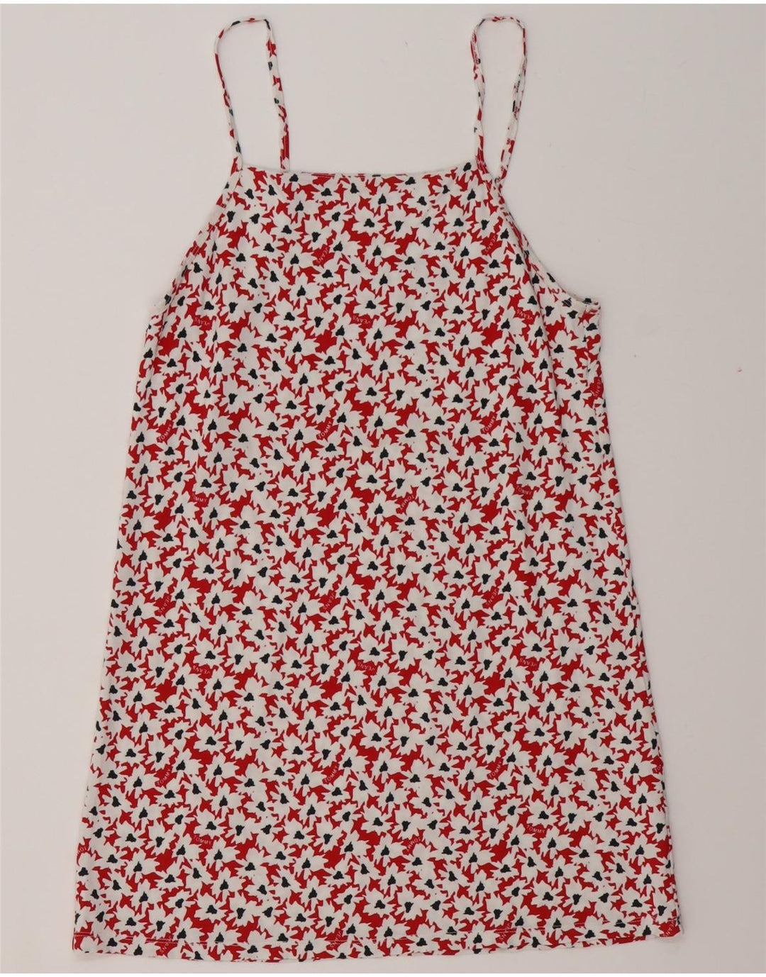 TOMMY HILFIGER Damen Blusenoberteil mit abstraktem Muster UK 12 Mittelrot