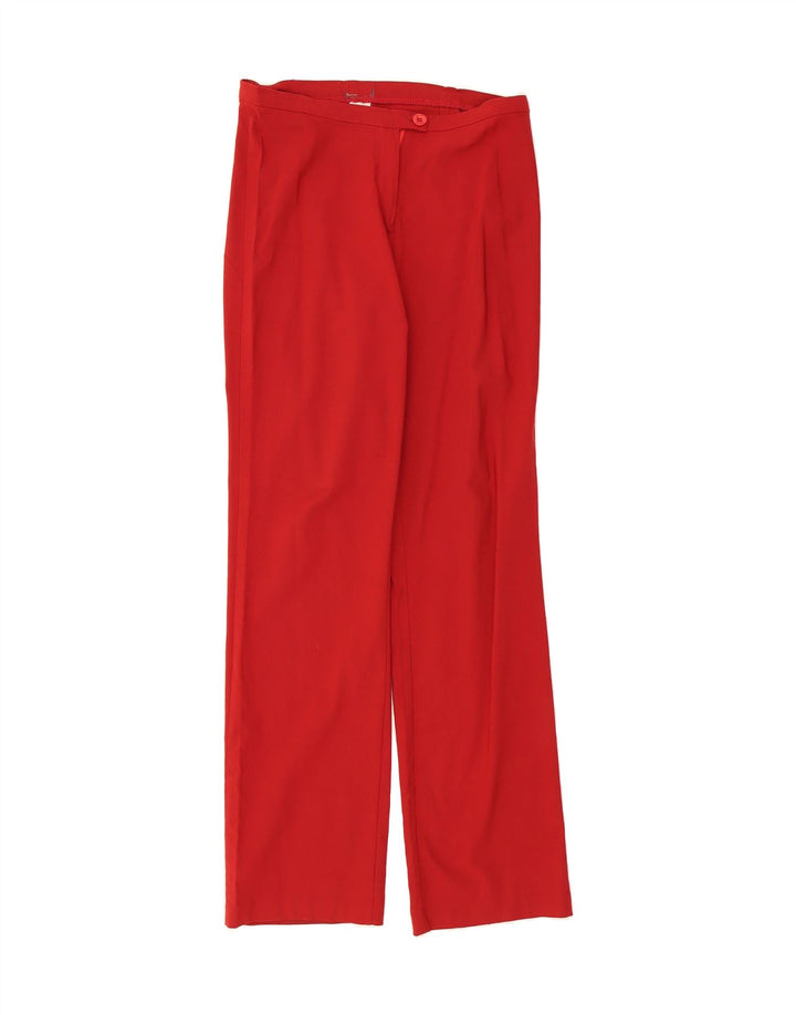 VINTAGE Womens Straight Suit Trousers IT 44 Medium W32 L31 Red Viscose Vintage Vintage and Second-Hand Vintage from Messina Hembry 