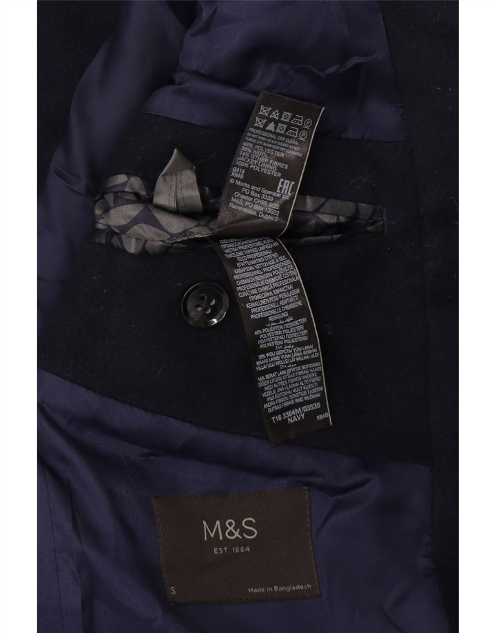 Marks & Spencer Herrenmantel UK 36 Small Marineblau Polyester