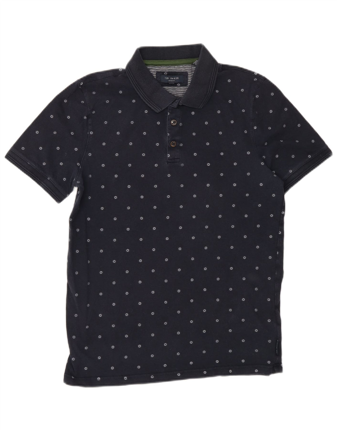 Ted Baker Herren-Poloshirt, klein, marineblau gepunktete Baumwolle
