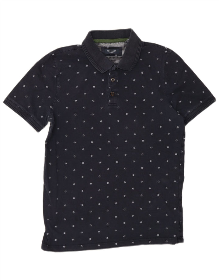 Ted Baker Herren-Poloshirt, klein, marineblau gepunktete Baumwolle