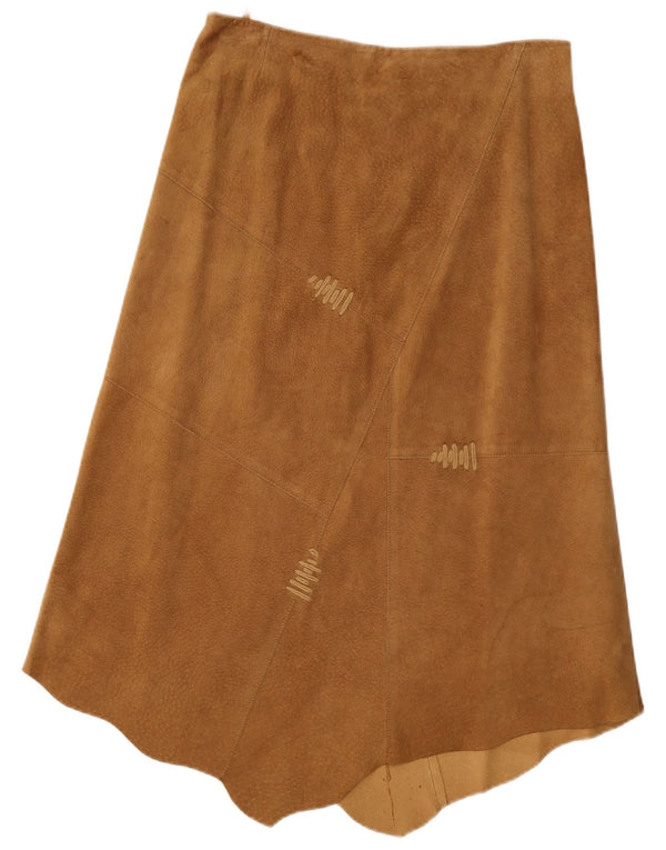 Conbipel Damen Asymmetrischer Rock aus Wildleder mit hoher Taille IT 48 XL W30 Braun