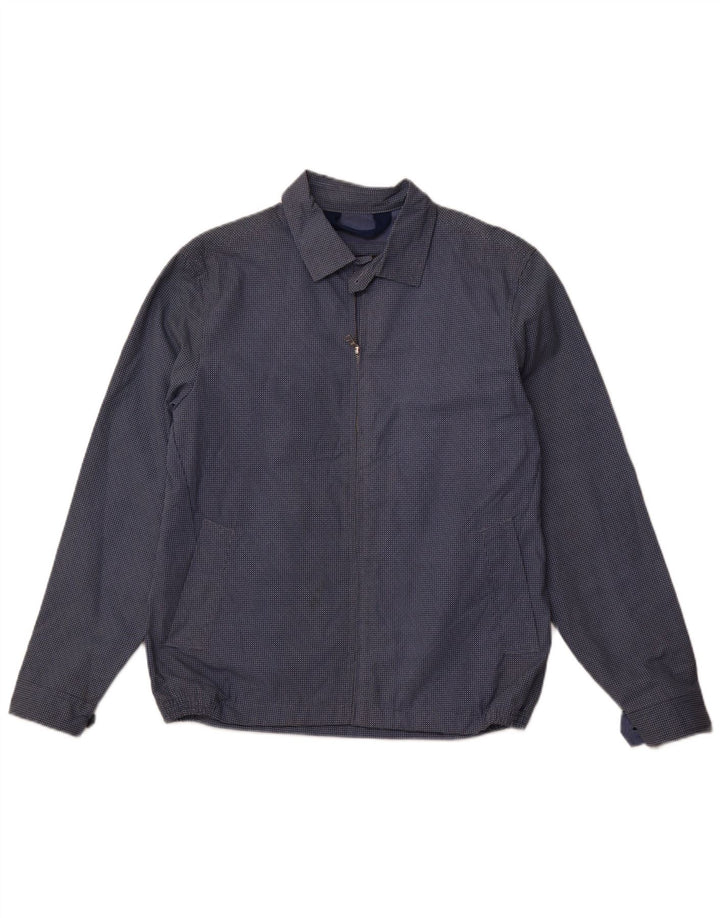 MARKS & SPENCER Herren Bomberjacke UK 38 Mittelblau gefleckte Baumwolle