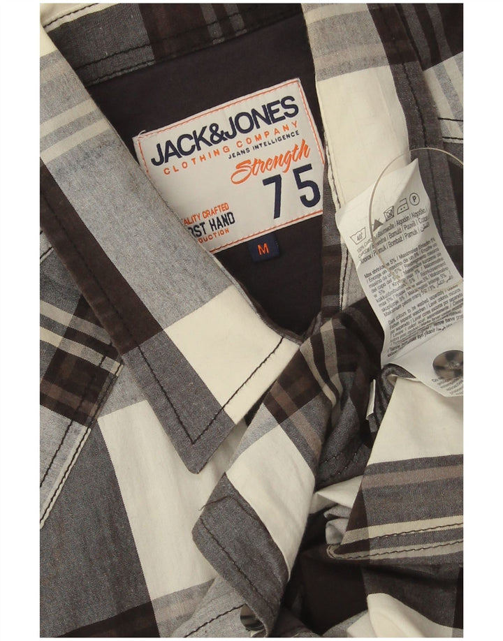 Jack & Jones Herren-Kurzarmhemd, mittelschwarz, kariert, Baumwolle