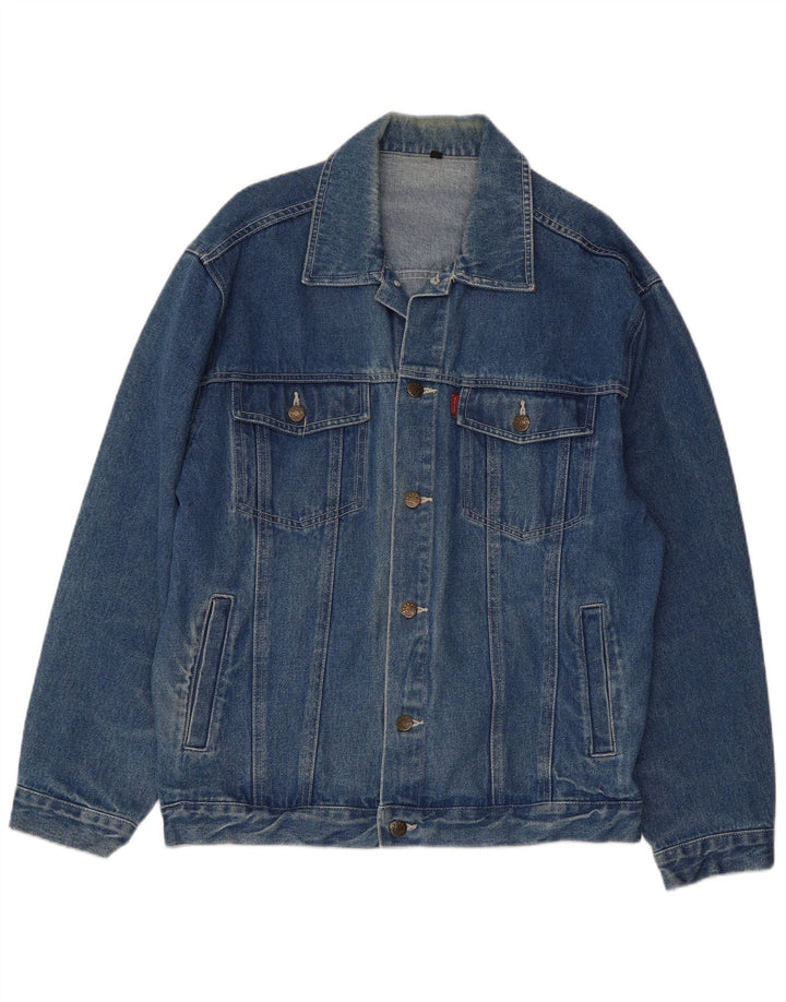 VINTAGE Mens Denim Jacket UK 40 Large Blue Cotton