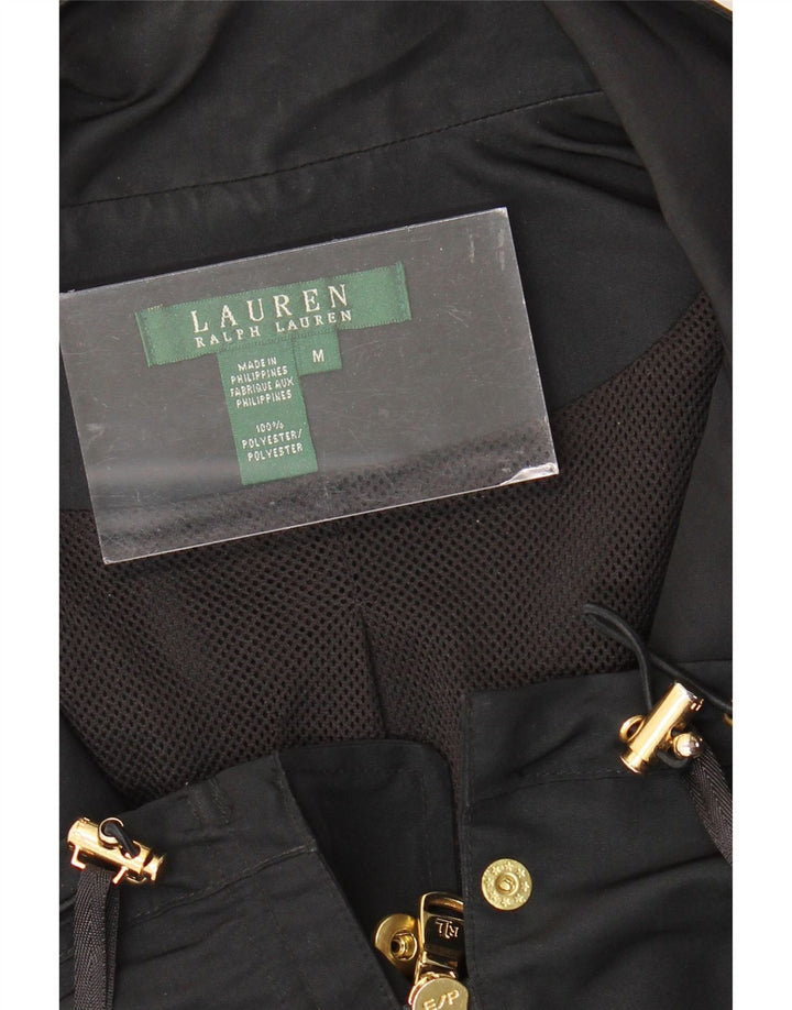 RALPH LAUREN Damen Utility-Jacke UK 14 Mittelschwarzes Polyester