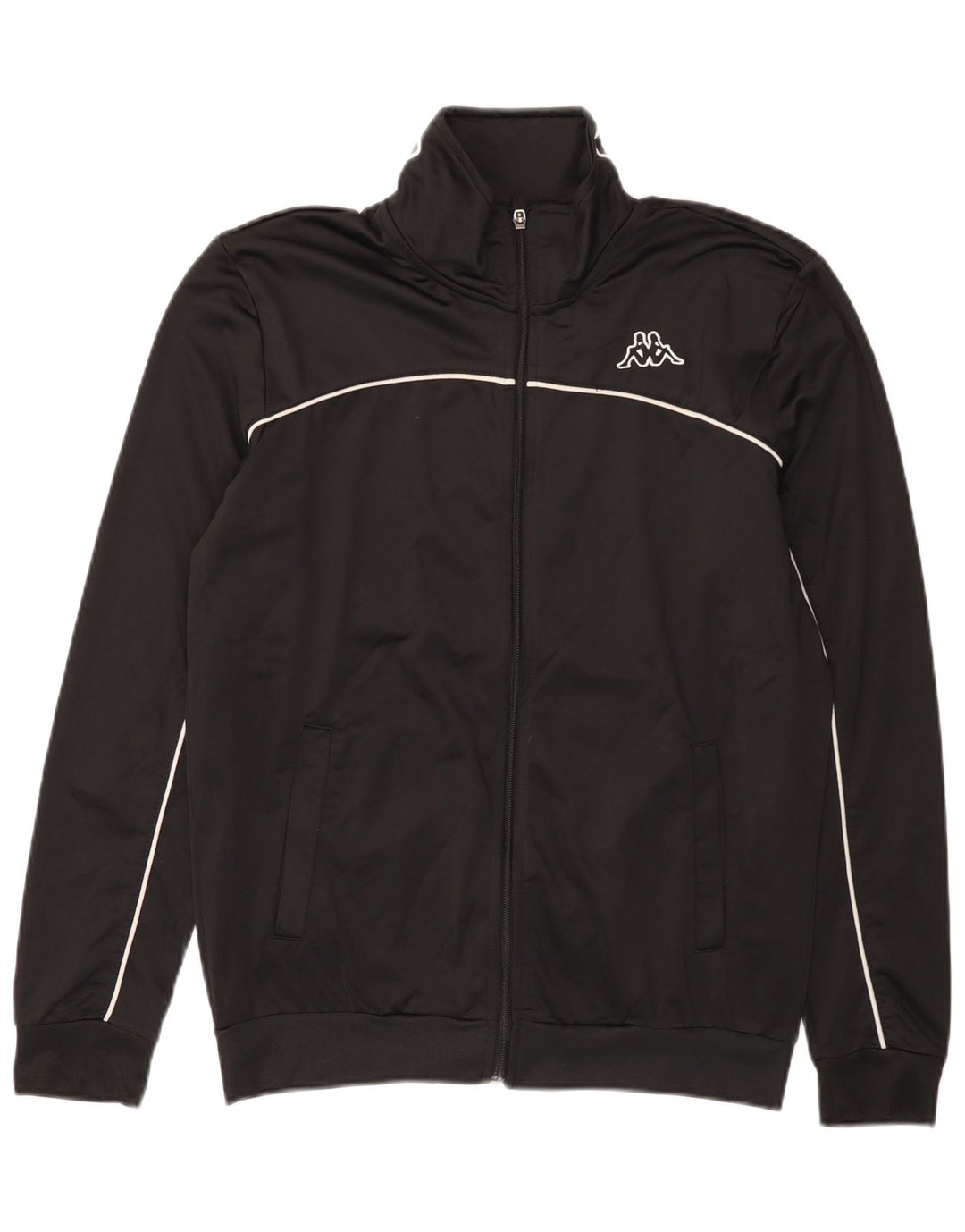 KAPPA Herren-Trainingsanzugoberteil mit Grafik, groß, aus schwarzem Polyester