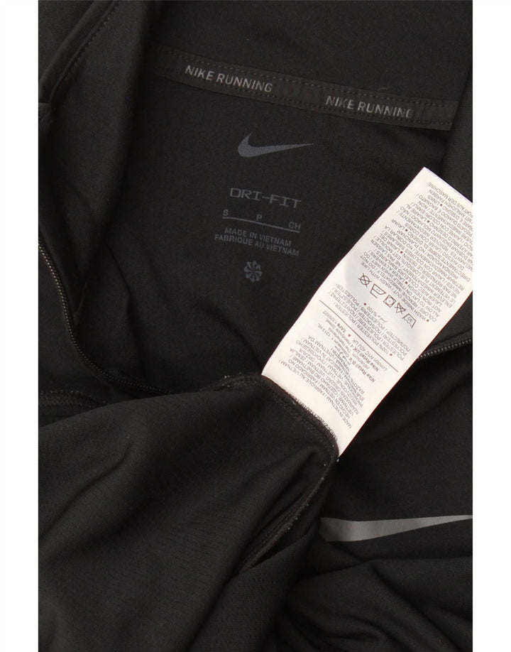 Nike Womens Dri Fit Zip Neck Pullover Trainingsanzug Top UK 10 Small Schwarz