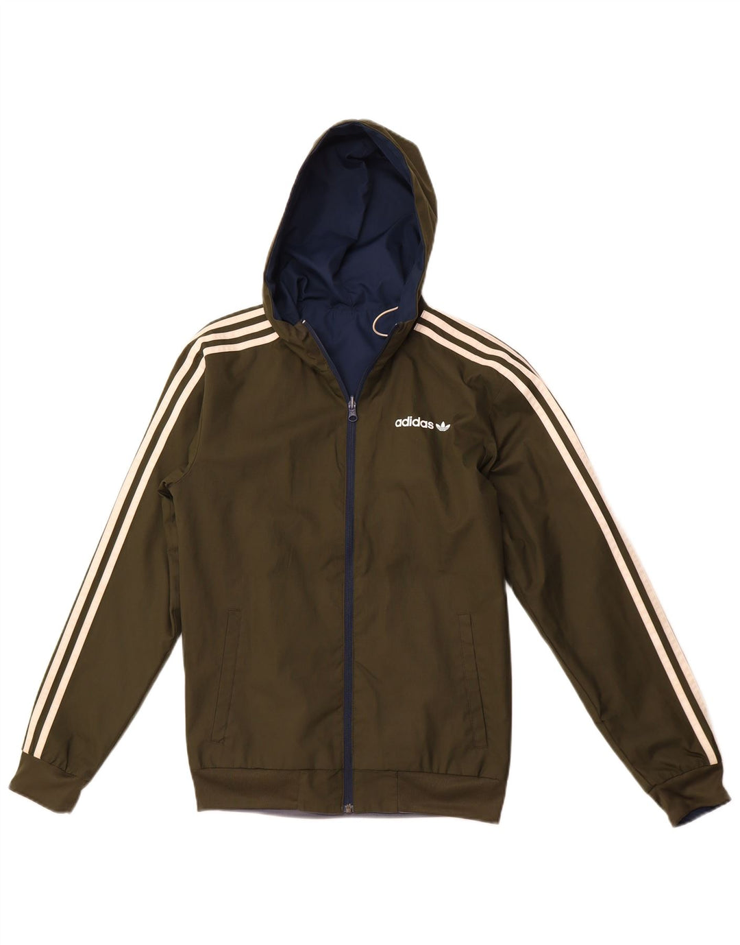 ADIDAS Herren Kapuzen-Wende-Trainingsanzug-Oberteil, Jacke, XS, Khaki, Polyester