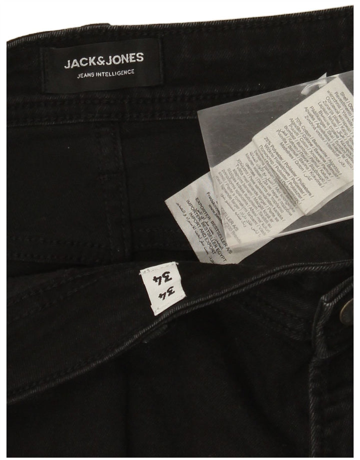 Jack & Jones Herren Straight Jeans W34 L34 Schwarze Baumwolle