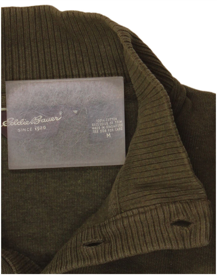 EDDIE BAUER Herren-Pullover mit Knopfkragen, mittlere Khaki-Baumwolle