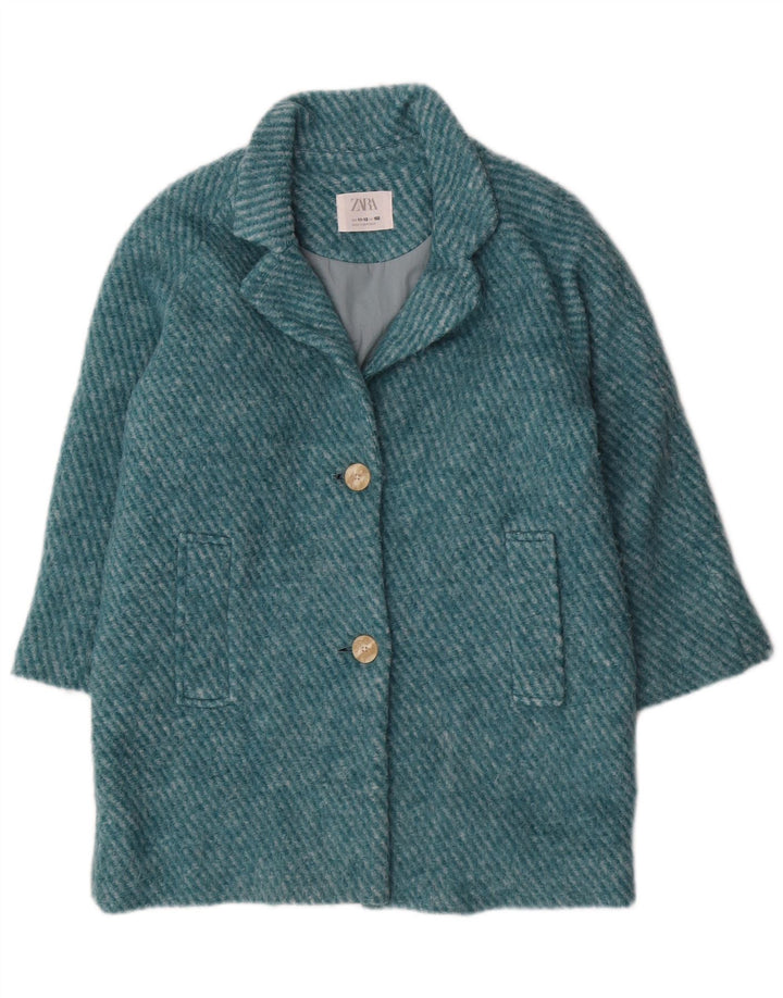 Zara-Mantel für Mädchen, 11–12 Jahre, türkisfarbenes Nadelstreifen-Polyester
