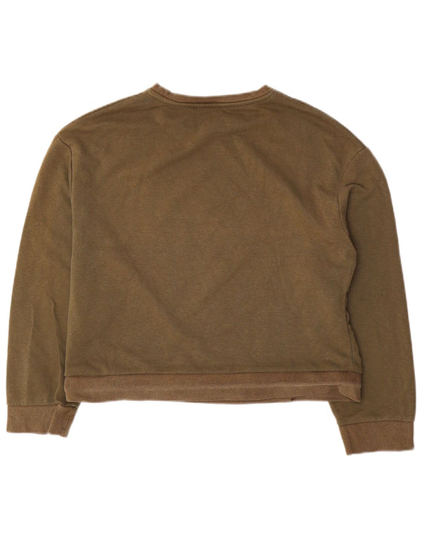 Übergroßer Sweatshirt-Pullover für Damen von Zara, Gr. 10, Größe S, Khaki, Baumwolle