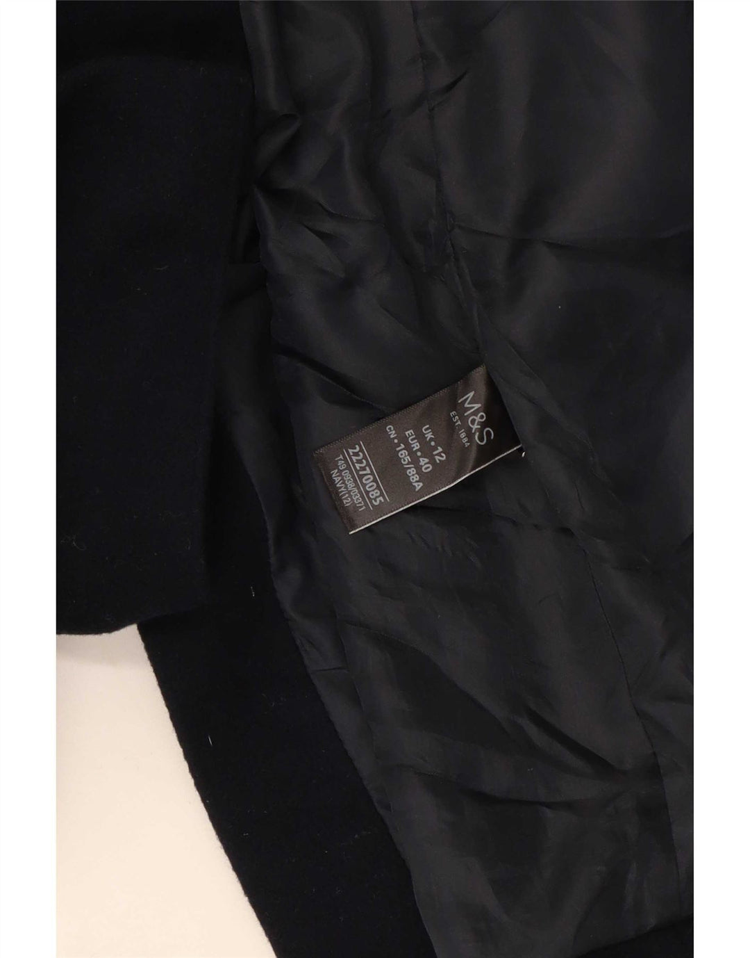 Zara Damen Mantel UK 12 Medium Marineblau Wolle