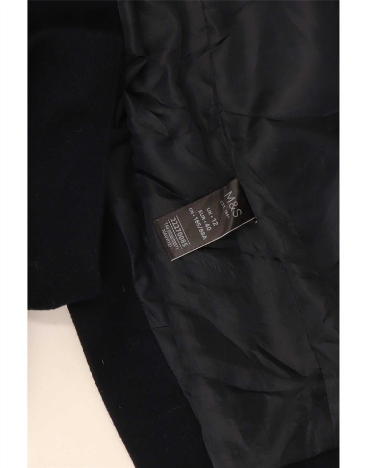 Zara Damen Mantel UK 12 Medium Marineblau Wolle
