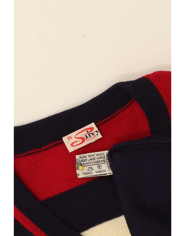 Silvy Herren-Pullover mit V-Ausschnitt IT 50 Medium Navy Blue Colourblock