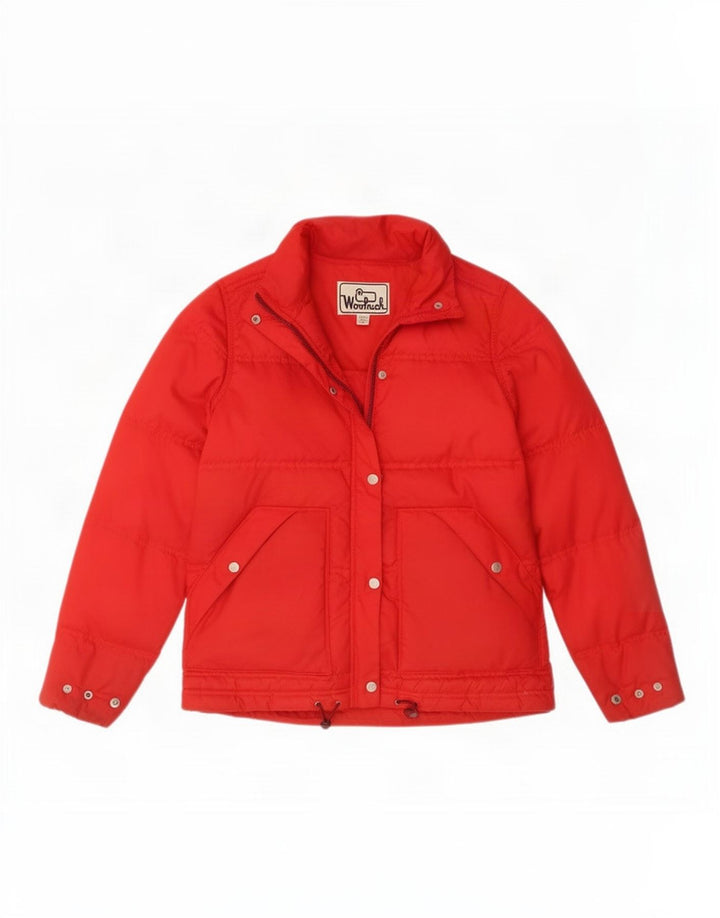 Woolrich Damen Übergroße wattierte Jacke UK 10 Small Rot Polyester