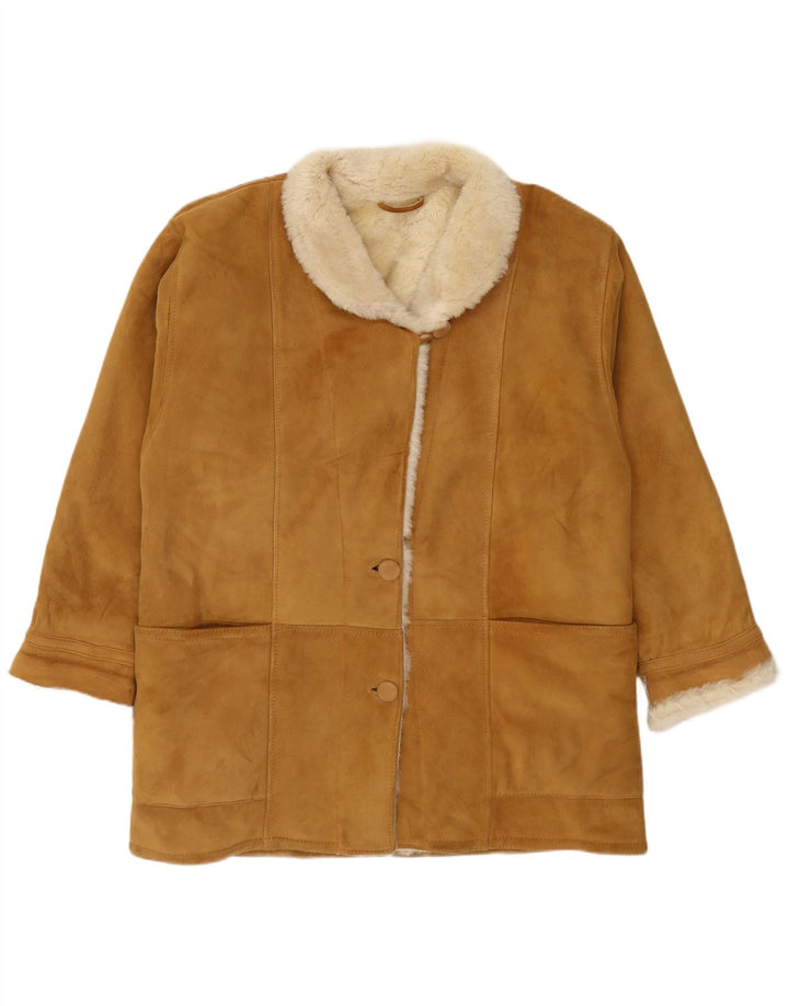 Vintage Damen Lammfellmantel EU 42 Groß Beige