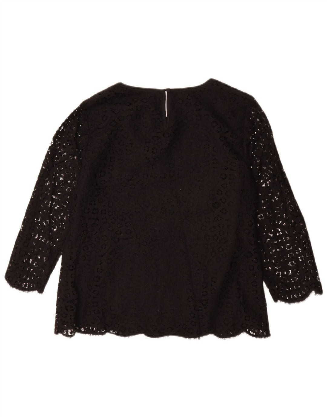 J. CREW Damen-Blusenoberteil mit 3/4-Ärmeln, US-Größe 8, mittelschwarz, geblümt, Baumwolle