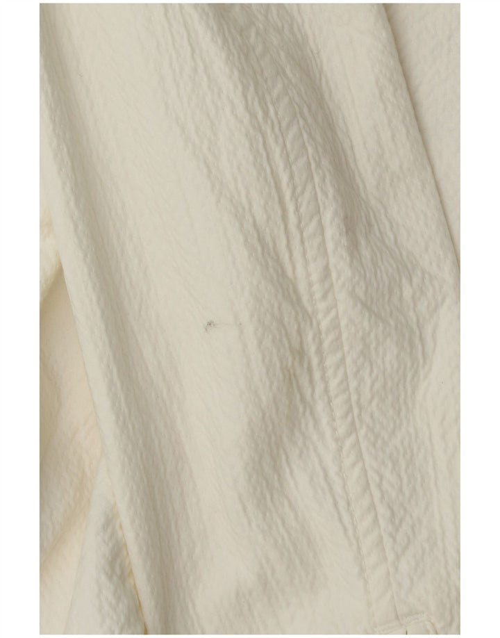 ZARA Damen Crop Übergroße Bomberjacke UK 10 Small Off White Geometrisch