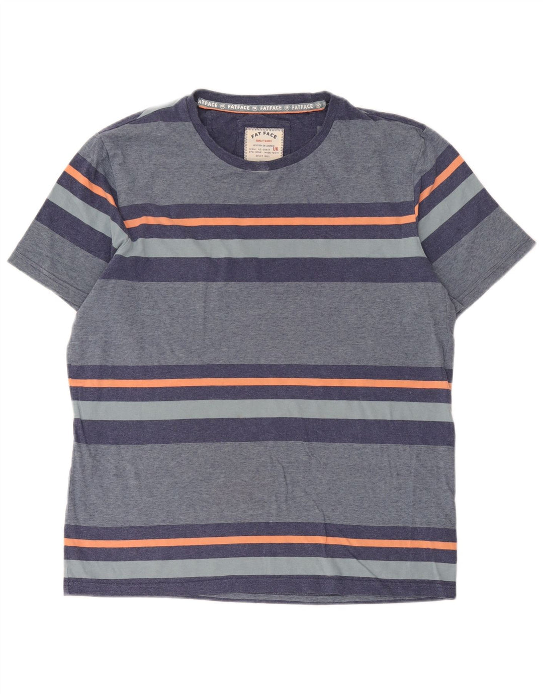 Fat Face Herren-T-Shirt, groß, blau gestreift, Baumwolle