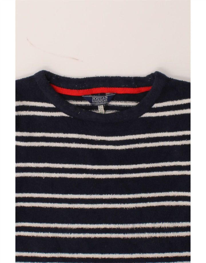 JOULES Womens Fleece Jumper UK 10 Small Navy Blue Striped Polyester Vintage Joules and Second-Hand Joules from Messina Hembry 
