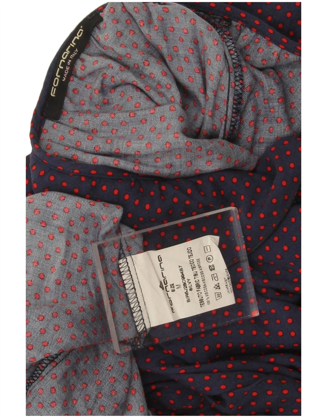 Fornarina Damen-Blusenoberteil, UK-Größe 44, mittelgroß, marineblau, gepunktet, Retro