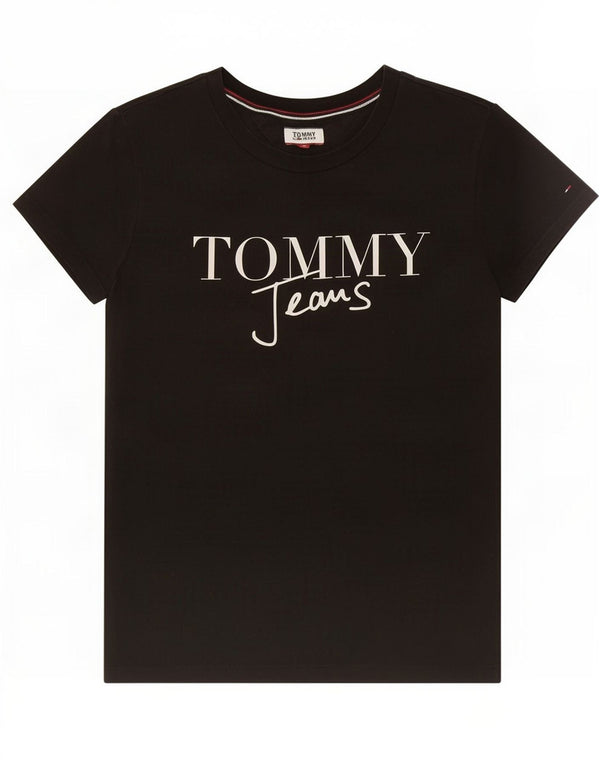 Tommy Hilfiger Damen Grafik-T-Shirt-Oberteil UK 12 Medium Schwarz