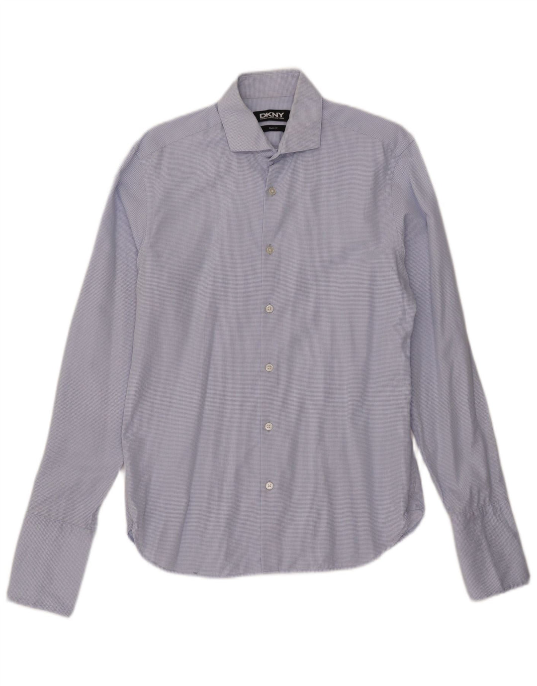 Dkny Herren-Hemd, schmale Passform, formelles Hemd, Größe 15 1/2, mittelblau kariert
