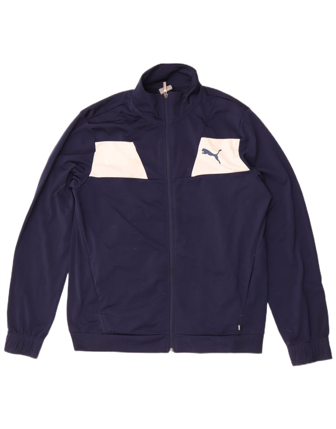 Puma Herren-Trainingsanzug-Top-Jacke, großes marineblaues Farbblock-Polyester