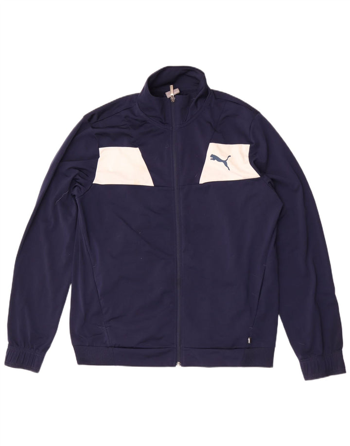 Puma Herren-Trainingsanzug-Top-Jacke, großes marineblaues Farbblock-Polyester