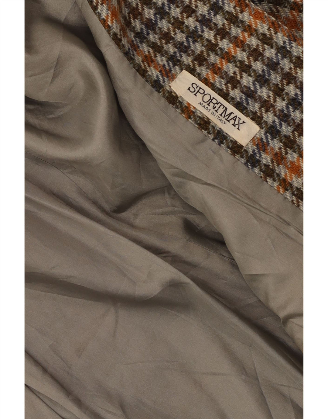 Sportmax Damen-Blazer mit 2 Knöpfen, UK 12, Mittelbraun mit Hahnentrittmuster