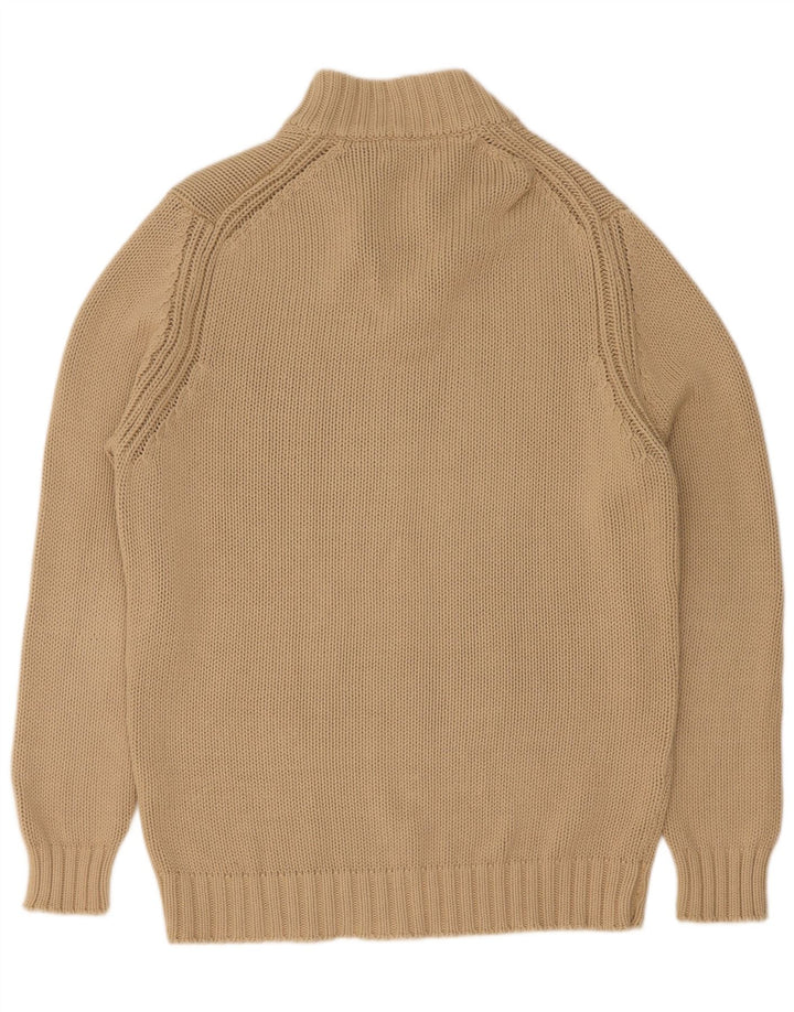 Zara Herren-Pullover mit Knopfkragen, XL, beige Baumwolle