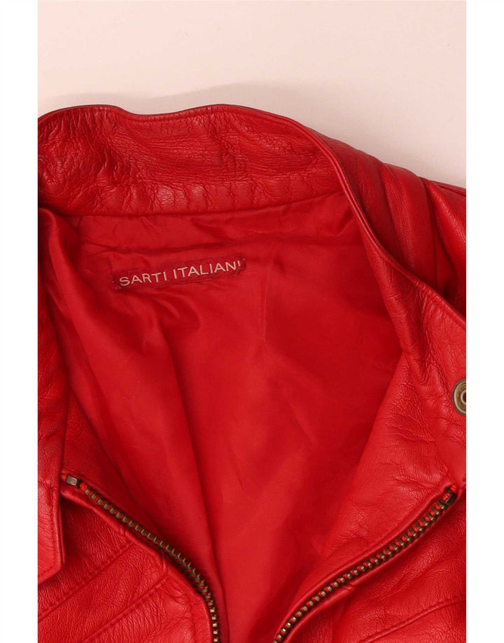 Vintage Damen Leder Racer Jacke IT 44 Mittelrotes Leder