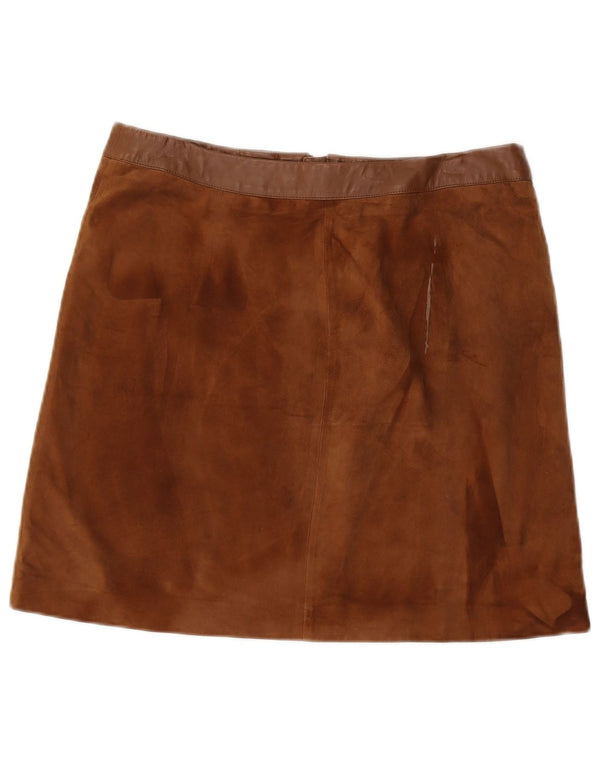 HALLHUBER Damen Wildleder Minirock UK 14 Large W34 Braunes Leder