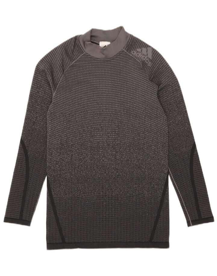 Adidas Herren Top Langarm Mittelgraues Polyester
