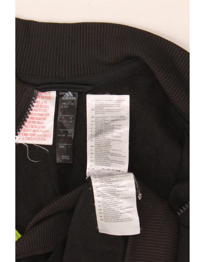 Adidas Jungen-Trainingsanzug-Top-Jacke, 12–13 Jahre, schwarzes Colourblock-Polyester