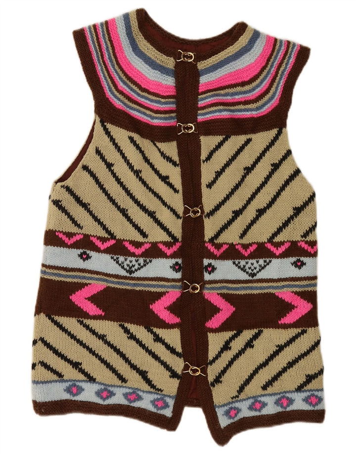 Vintage Damen Cardigan Pullover UK 14 Medium Mehrfarbig Geometrisch