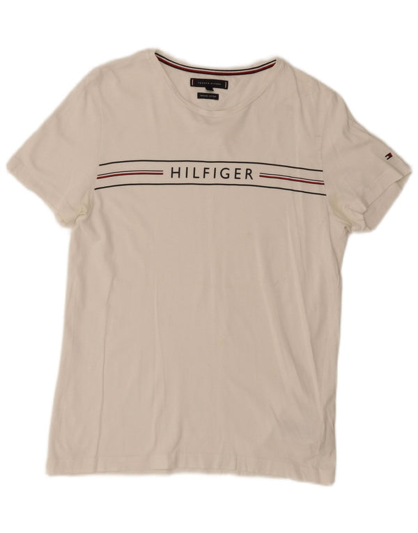 Tommy Hilfiger Herren-T-Shirt mit Grafik, mittelweiße Baumwolle
