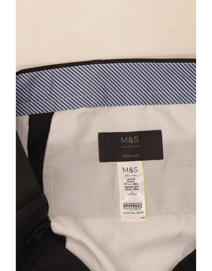 Marks & Spencer Mens Pegged Regular Suit Hose W38 L29 Graues Polyester