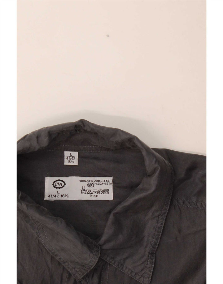 C&A Herren-Kurzarmhemd, Größe 16 1/2 41/42, große graue Seide