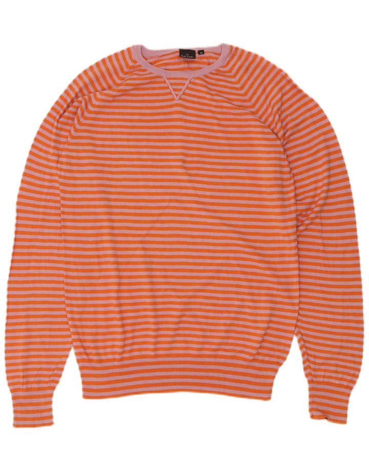 Paul Smith Damen-Pullover mit U-Boot-Ausschnitt, UK 14, mittelorange gestreift