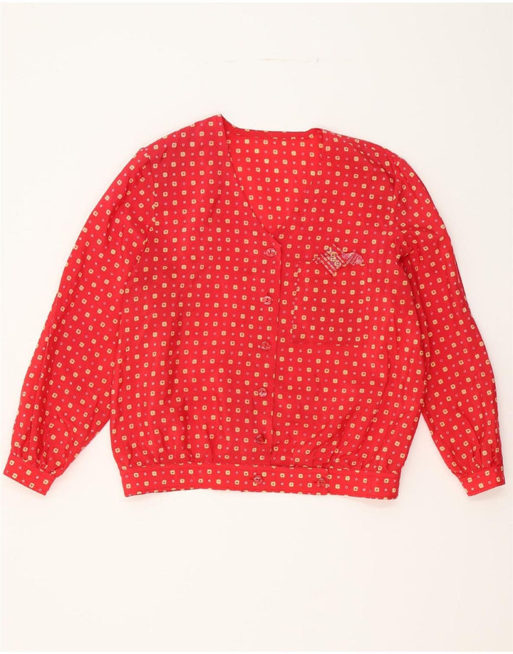 VINTAGE Womens Abstract Pattern Shirt Blouse UK 18 XL Red Vintage Vintage and Second-Hand Vintage from Messina Hembry 