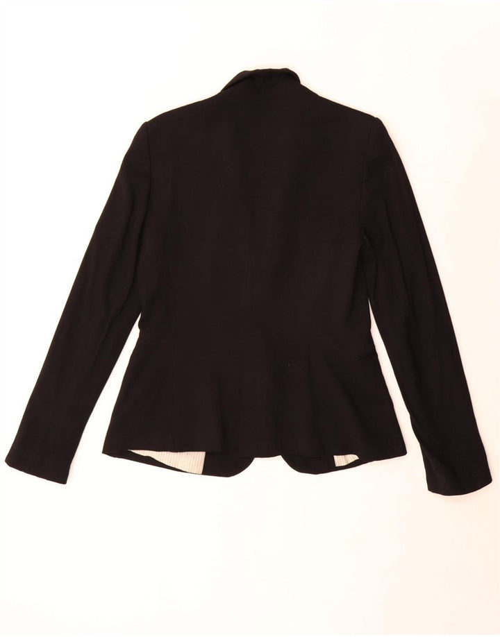 Zara Damen 1-Knopf-Blazerjacke UK 16 Große schwarze Viskose